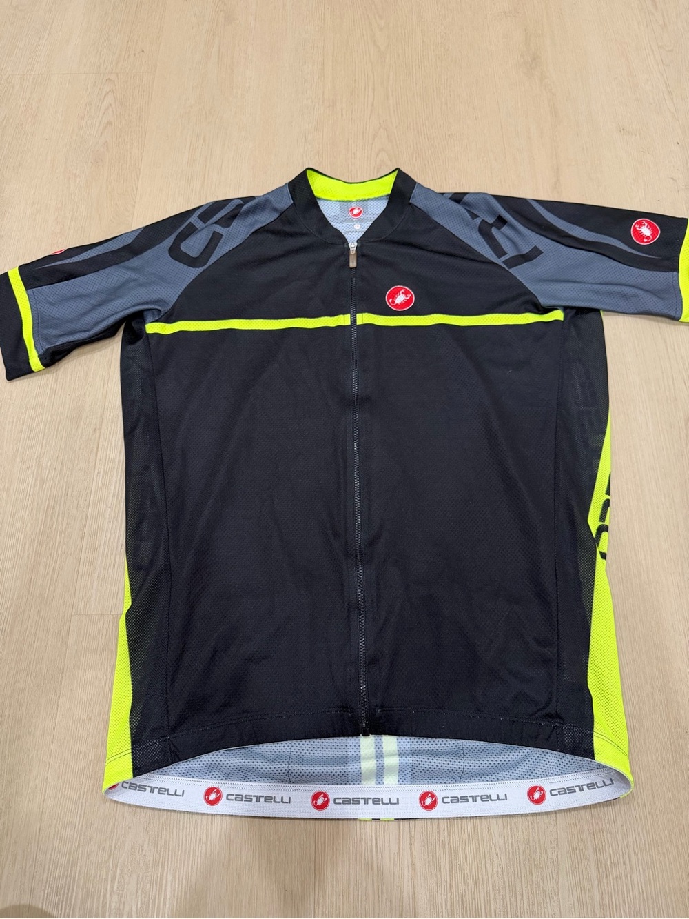 Mens Castelli Short Sleeve full Zip  Cycling Jersey XXL Black/ Yellow Performanc